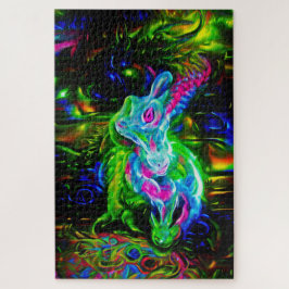 Psychedelischer Kaninchendrache in Neon Fantasy