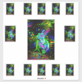 Psychedelischer Kaninchendrache in Neon Fantasy Aufkleber