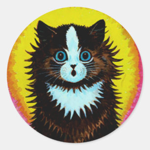 Psychedelischer Katzen-Aufkleber Louis Wain Runder Aufkleber