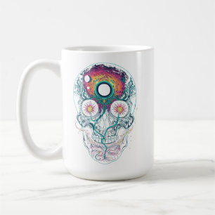 Psychedelischer Kosmischer Totenkopf Neon-Galaxie Kaffeetasse