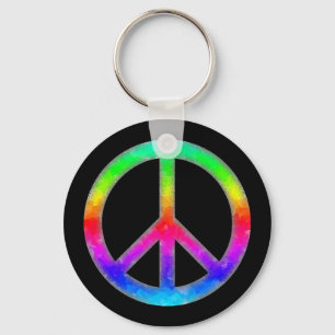 Psychedelischer Krawatte-Dye Peace Sign Schlüssela Schlüsselanhänger