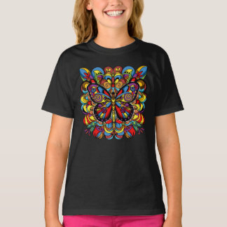 Psychedelischer Mandala-Schmetterling T-Shirt