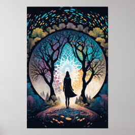 Psychedelischer Mandala-Wald-Plakat | Trippy 3 Poster
