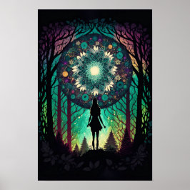 Psychedelischer Mandala-Waldposter | Trippy 1 Poster