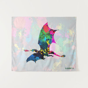 Psychedelischer Märchen-Drache-atmenfeuer Wandteppich