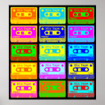 Psychedelischer Mix-Tape-Pop Poster<br><div class="desc">Ein Design aus mehrfarbigen Retro-Kassettenaufnahmen.</div>