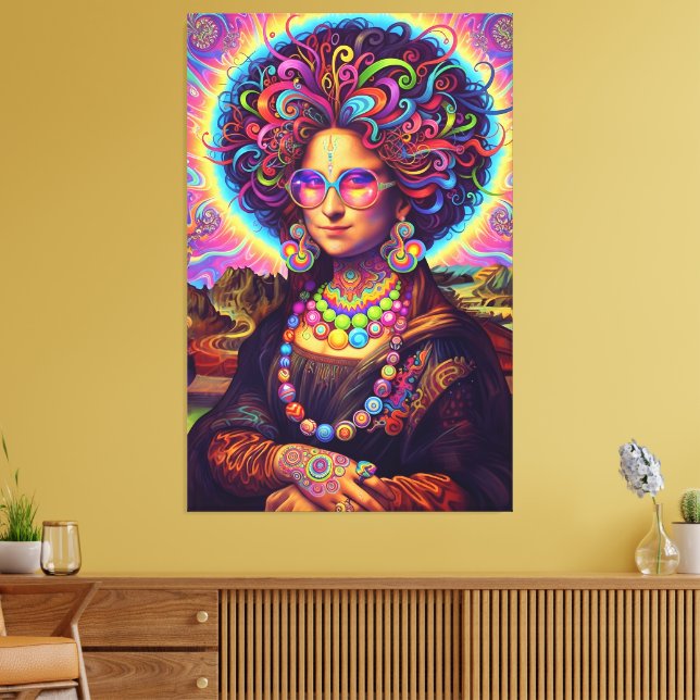 Psychedelischer Mona-Lisa-Stil Leinwanddruck (Insitu (Wohnzimmer))