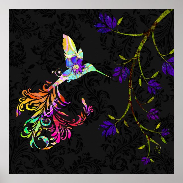 Psychedelischer Nachmittag, ein Kolibri Poster (Vorne)