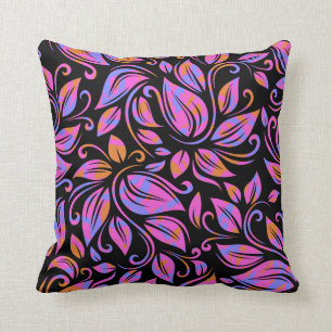 Psychedelischer Neon-Pink-Purple-Orange-Druck Schw Kissen