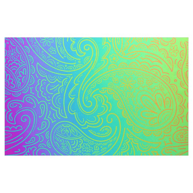Psychedelischer Neonregenbogen Paisley Stoff (Fat Quarter (45,7 x 55,9 cm))