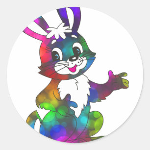 psychedelischer Osterhase Runder Aufkleber