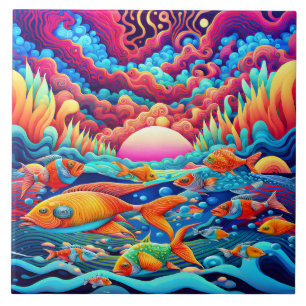 Psychedelischer Ozean Fliese