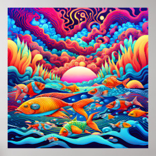 Psychedelischer Ozean Poster