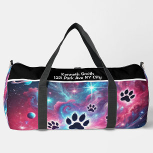 Psychedelischer Pfotenabdruck-Pet-Abenteuer-Monogr Duffle Bag
