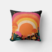 Psychedelischer Pilzsonnenuntergang – Retro-Fantas
