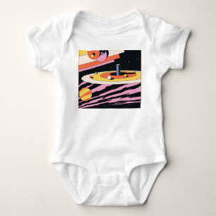 Psychedelischer Raum: 70er geometrische Formen Baby Strampler