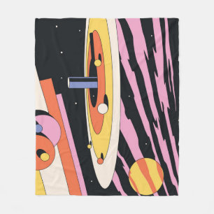 Psychedelischer Raum: 70er geometrische Formen Fleecedecke
