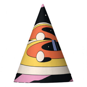 Psychedelischer Raum: 70er geometrische Formen Partyhütchen