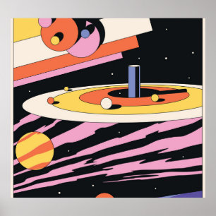 Psychedelischer Raum: 70er geometrische Formen Poster