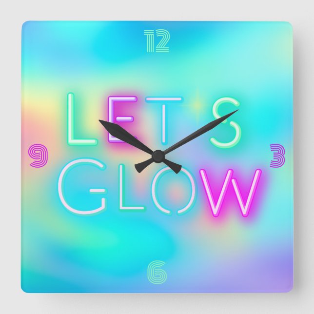 Psychedelischer Rave Neon schauen Glow Party Girls Quadratische Wanduhr (Vorderseite)