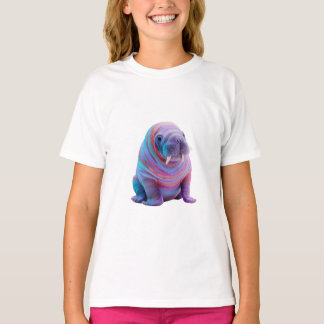 Psychedelischer Regenbogen-Galaxie-Walross-Frauen T-Shirt