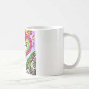 Psychedelischer Regenbogen-Herz-Kunstprint Kaffeetasse