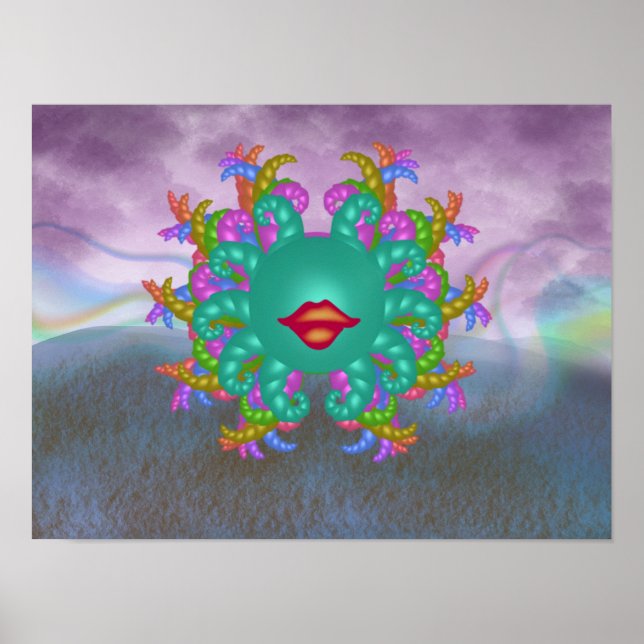 Psychedelischer Regenbogen-Medusa-Gesicht Poster (Vorne)