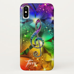 Psychedelischer Regenbogen-MusikClef iPhone X Fall title_seo2