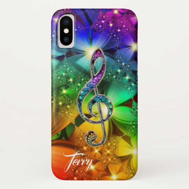 Psychedelischer Regenbogen-MusikClef iPhone X Fall Case-Mate iPhone Hülle (Rückseite)