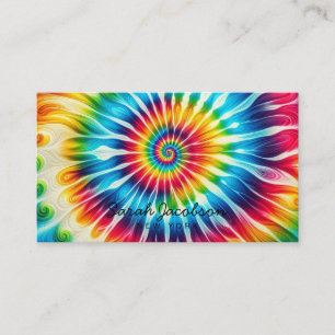 Psychedelischer Regenbogen Retro-Tie-Dye Visitenkarte