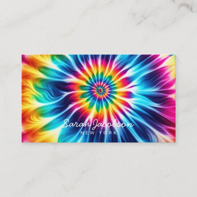 Psychedelischer Regenbogen Retro-Tie-Dye Visitenkarte (Vorderseite)
