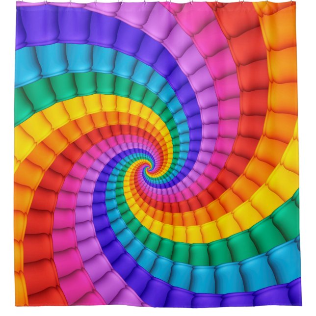 Psychedelischer Regenbogen-Spiralen-Duschvorhang Duschvorhang (Vorderseite)