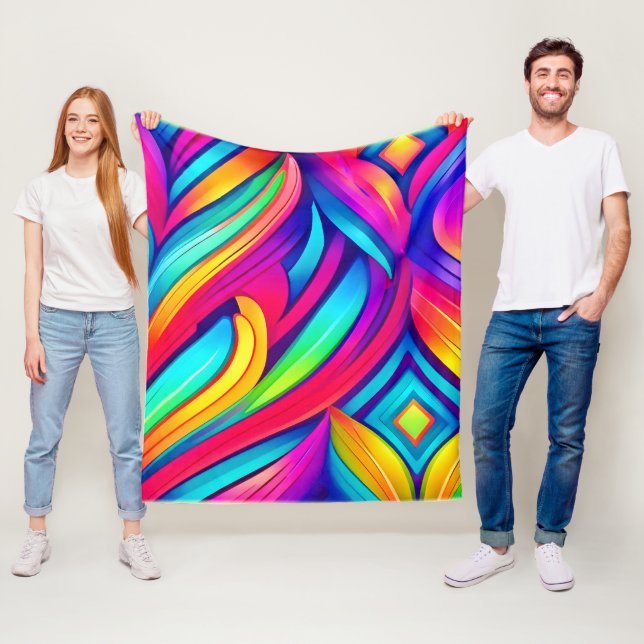 Psychedelischer Regenbogen-Strudel Fleecedecke (Beispiel)
