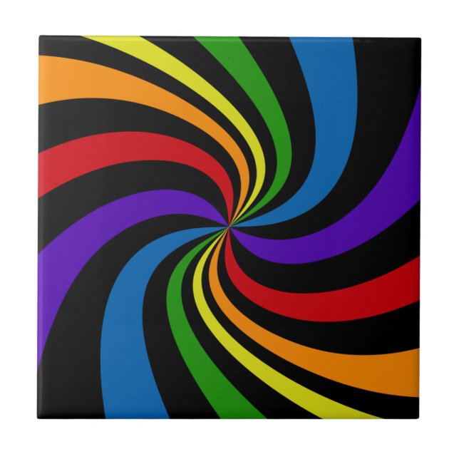 Psychedelischer Regenbogen Swirl Bold Abstrakt Wil Fliese (Vorderseite)