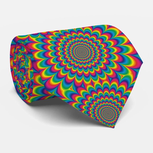 Psychedelischer Regenbogen Vibranntfarben Retro Krawatte (Gerollt)