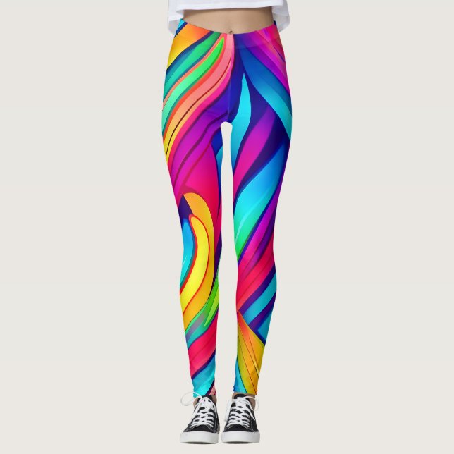 Psychedelischer Regenbogen-Vortex Leggings (Vorderseite)