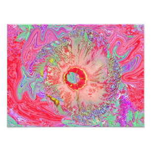 Psychedelischer Retro Coral Rainbow Hibiskus Fotodruck