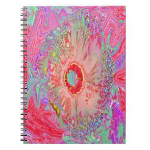 Psychedelischer Retro Coral Rainbow Hibiskus Notizblock