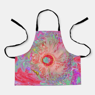 Psychedelischer Retro-Korallen-Regenbogen-Hibiskus Schürze