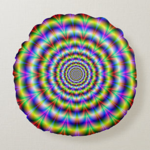 Psychedelischer Ringelpuls Rundes Kissen