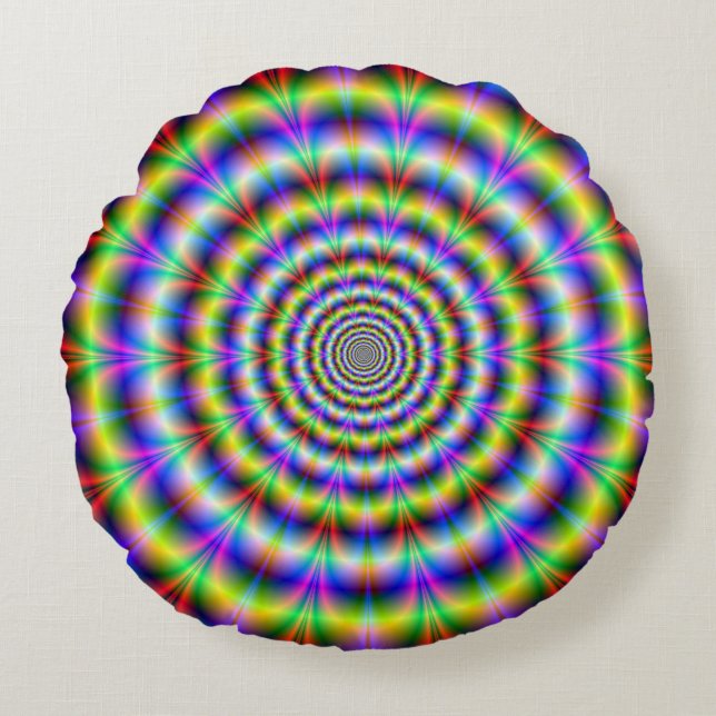 Psychedelischer Ringelpuls Rundes Kissen (Vorderseite)