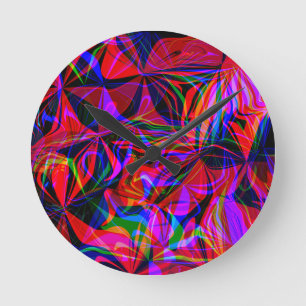 Psychedelischer Roter Mix Abstrakte Farbigkeit Runde Wanduhr