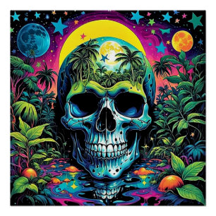 Psychedelischer Schädel 2 Poster