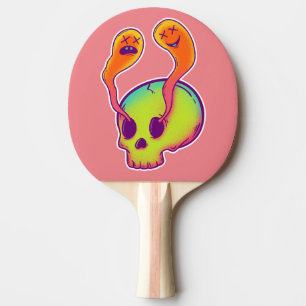 Psychedelischer Schädel mit Würmern, Pingpongpadde Tischtennis Schläger