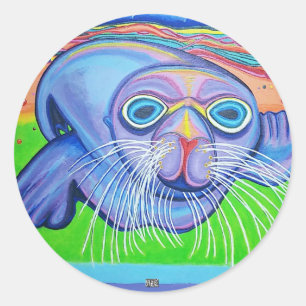 Psychedelischer Seelenion - Acrylmalerei Runder Aufkleber