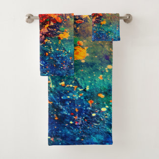 Psychedelischer Spritzer | Farbiger Regenbogen Abs Badhandtuch Set