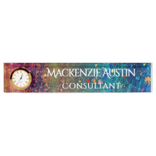 Psychedelischer Spritzer Rainbow Abstrakt Monogr Namensplakette