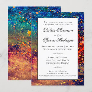 Psychedelischer Spritzer   Rainbow Abstrakt Weddin Einladung