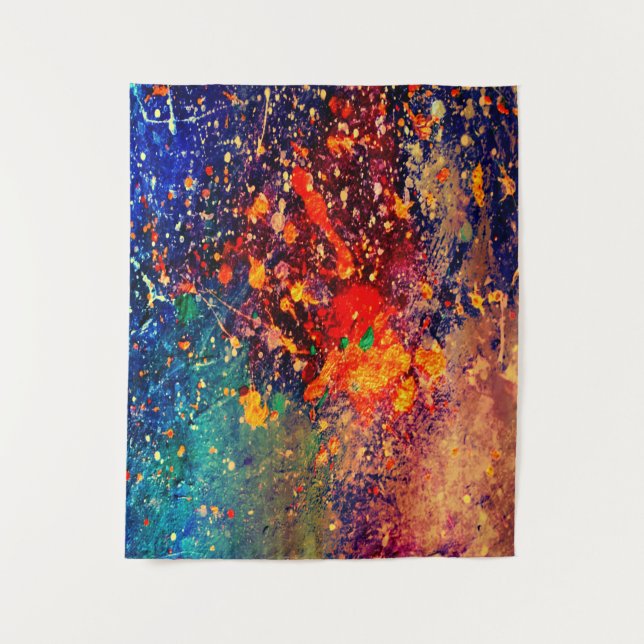 Psychedelischer Spritzer | Regenbogen Abstrakter H Wandteppich (Vorderseite)