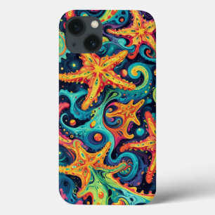 Psychedelischer Starfish und kosmische Waves Case-Mate iPhone Hülle